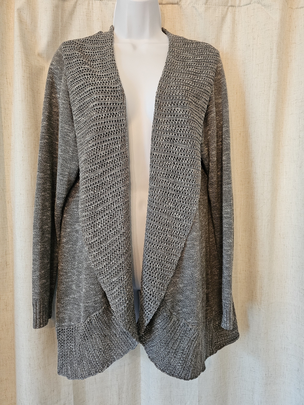 torrid Gray Open-Front Textured Knit Cardigan
